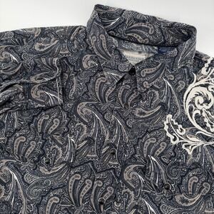 Panhandle Pearl‎ Snap Mens XL Paisley Embroidered Long Sleeve Button Up Shirt